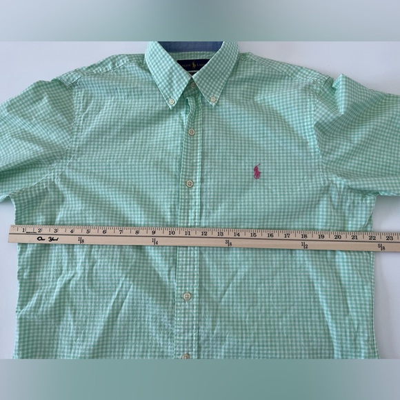 RALPH LAUREN Polo Mint Green Gingham Plaid Button Down Shirt Men M (Pink Pony) - Picture 10 of 12